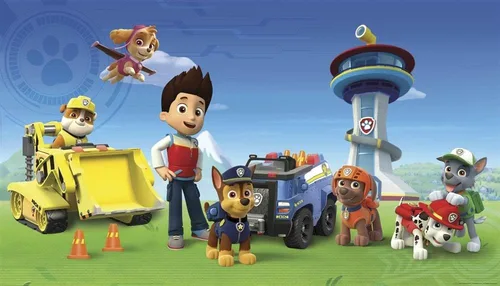 RoomMates JL1341M Paw Patrol - Mural de pared extraíble en aerosol activado por agua y palo, 10.5 pies x 6 pies