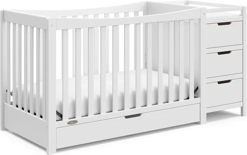 Miniatura 7 de Graco Remi - Cuna convertible 4 en 1 y cambiador (blanco) – Certificado GREENGUARD Gold, se adapta a colchón de cuna estándar, se convierte en cama