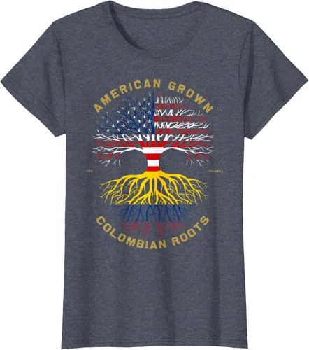 Miniatura 86 de Camiseta de regalo con la bandera de Estados Unidos con árbol de raíces colombianas