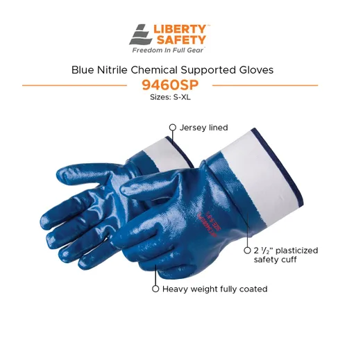 Miniatura 5 de Liberty 9460SP - Guante de nitrilo pesado totalmente revestido con puño de seguridad plastificado de 2-1/2 pulgadas, resistente a productos