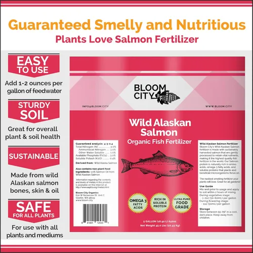 Miniatura 3 de Bloom City Fertilizante orgánico de pescado silvestre y suplemento vegetal, ideal para raíces y suelo, hecho de salmón sostenible, 1/2 pinta (8 oz)