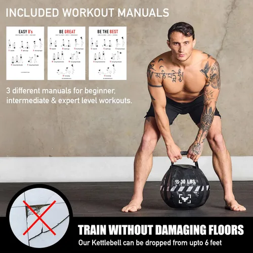 Miniatura 3 de Saco de arena con pesa rusa - Bolsa de pesas de arena de servicio pesado para entrenamiento cruzado, entrenamiento de fuerza, ejercicio, fitness