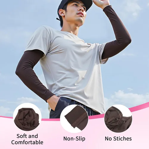 Miniatura 6 de Chrontier - Manga de brazo completo para hombres y mujeres, mangas refrescantes para brazos, protección UV, compresión, sol, ciclismo, correr, golf