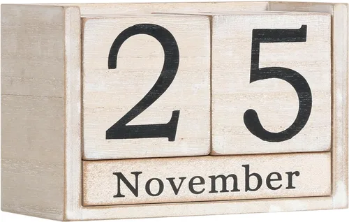 Miniatura 11 de Calendario de Bloques de Madera para Escritorio, Calendario Perpetuo de Escritorio de Tamaño Pequeño, Lindo Juego de Bloques de Fecha para Rosa