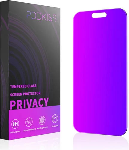 PDDKISS Protector de pantalla de privacidad compatible con iPhone 17 Pro Max de 6.9 pulgadas, degradado morado, antiespía, anti luz azul, vidrio