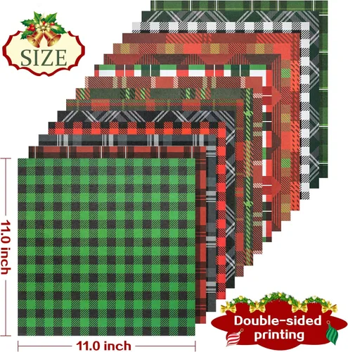 Miniatura 2 de Haooryx 60 hojas de papel de origami a cuadros de Navidad de doble cara de 11 x 11 pulgadas, colección de papel decorativo a cuadros rojos y verdes