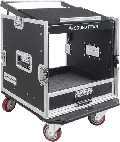 Miniatura 2 de Sound Town Rack/Estuche ATA de Carretera para Audio Profesional PA DJ de 10U con Cajón de 2U, Parte Superior de Mezclador Inclinado de 11U, Mesa