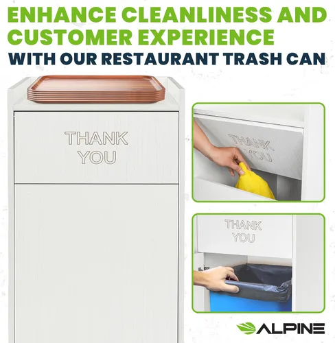 Miniatura 7 de Alpine Gabinete de basura para restaurante – Bote de basura comercial de 40 galones, receptáculo de basura interior con soporte para bandeja