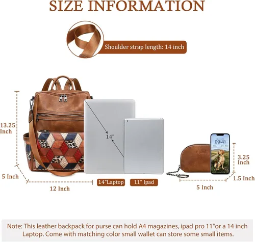 Miniatura 4 de AGLOD mochila de cuero para mujer, bolso de diseñador para damas, con correa para el hombro, bolso de trabajo de imitación, bolsos de mano