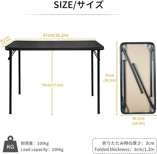 Miniatura 3 de BOOSDEN Juego de mesa y silla plegable, mesa y sillas plegables para tarjetas, mesa portátil con sillas para interiores y exteriores, juego
