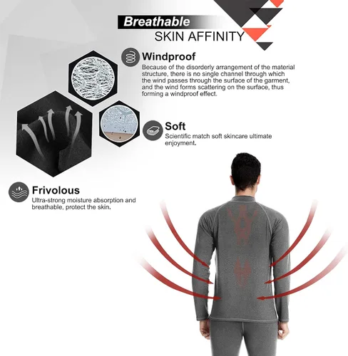 Miniatura 5 de MEETWEE Conjunto de ropa interior térmica para hombre, equipo de esquí de invierno, forro polar, capa base larga, cálida, parte superior e inferior