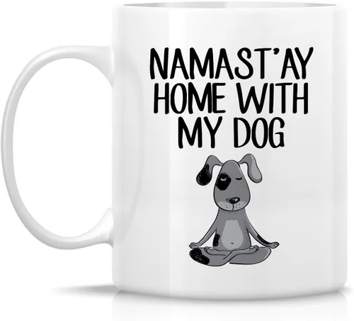 Miniatura 2 de Retreez Taza divertida – Namaste Namastay Home with My Dog Dogs Lover Meditación Yoga 11 Oz Tazas de café de cerámica – Divertido, sarcasmo