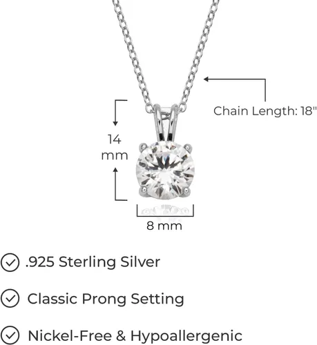 Miniatura 30 de Amazon Essentials Collar con colgante de piedra natal de corte redondo de plata de ley de 18 pulgadas (anteriormente colección Amazon)