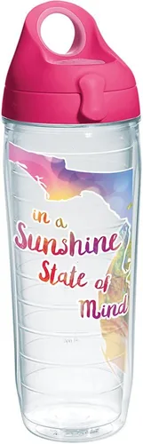 Miniatura 17 de Tervis Florida Sunshine - Vaso de plástico aislado de doble pared hecho en Estados Unidos mantiene las bebidas frías y calientes, 16 onzas, tapa azul