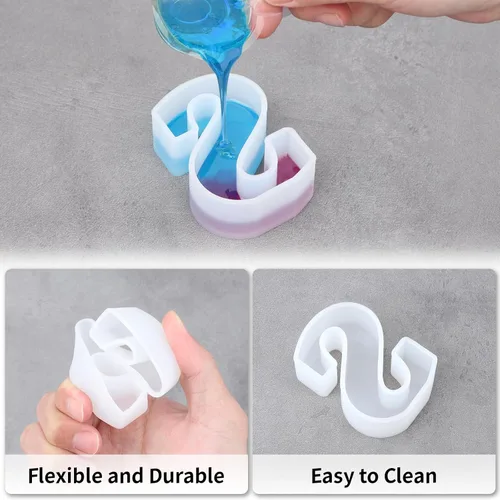 Miniatura 3 de Gartful Moldes de letras de resina, molde de resina epoxi del alfabeto mayúscula S, moldes de silicona 3D gruesos para hacer letras, arte