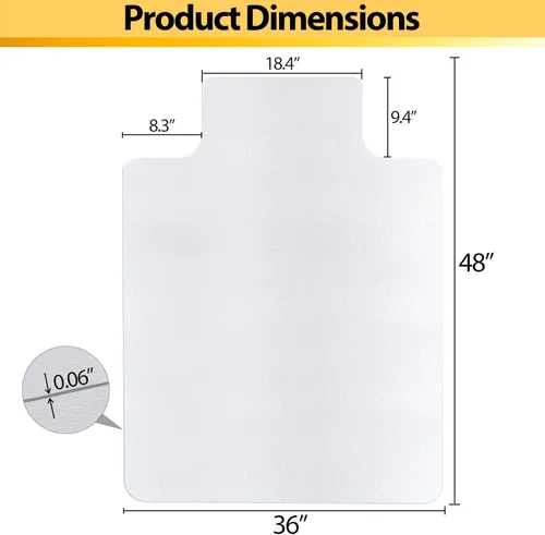 Miniatura 6 de SUPER DEAL Tapete de oficina mejorado de 48 x 36 pulgadas con labio, tapete resistente para silla de escritorio de oficina para suelo de madera, 1