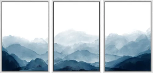 Miniatura 73 de SIGNWIN Lienzo enmarcado para pared, juego de arte tranquilo con reflejo de lago, acuarela, montaña y agua, ilustraciones modernas, arte abstracto