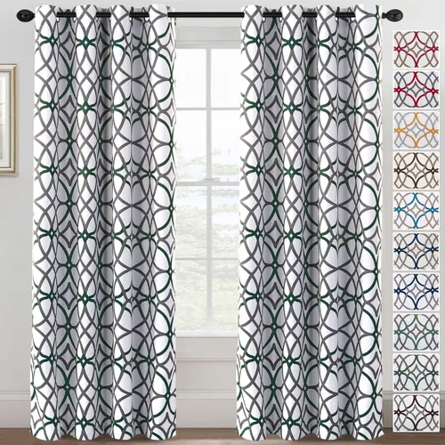 Miniatura 46 de H.VERSAILTEX Cortinas opacas con diseño impreso de 54 pulgadas de largo, juego de 2 paneles de cortinas con aislamiento térmico para dormitorio