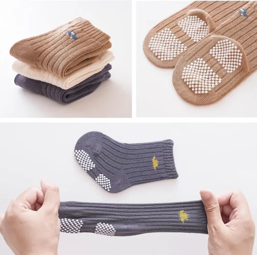 Miniatura 6 de VWU Calcetines de algodón antideslizantes para bebés y niños pequeños con empuñaduras de 0-6T 6/9