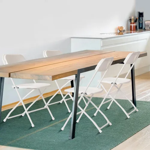 Miniatura 8 de Real Relax Juego de 10 sillas plegables de plástico, sillas plegables de plástico negro, perfectas para fiestas, eventos al aire libre
