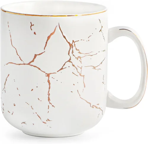 Miniatura 10 de harebe Taza de Café de Cerámica Extra Grande de Mármol Negro Dorado de 22 OZ, Tazas de Latte Altas Extragrandes, Taza Gigante Grande para Hombres