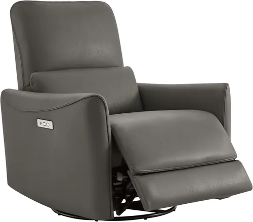 Miniatura 15 de CHITA Silla Reclinable Eléctrica Giratoria Deslizante, con Certificación FSC, Tapizada de Piel Sintética para Sala de Estar y Guardería, Sillón
