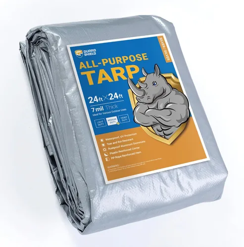 Miniatura 105 de GUARD SHIELD Lona blanca de 20 x 20 pies, cubierta de lona de polietileno de uso medio y multipropósito de 7 mil Blanco