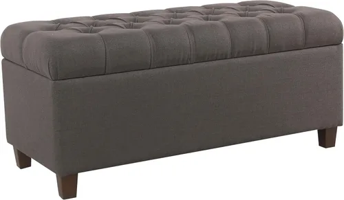 Miniatura 19 de HomePop Decoración del hogar Banco de almacenamiento con botones Banco otomano con almacenamiento para sala de estar y dormitorio, cuero Piel