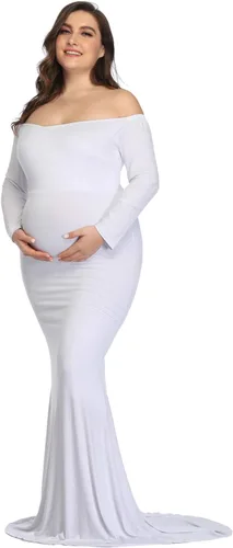 Miniatura 2 de YnimioAOX Vestido de sesión de fotos de maternidad de manga larga elegante maxi vestido de fotografía delgado vestidos elásticos