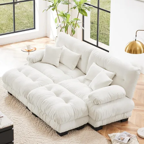 Miniatura 16 de KEIKI Sofá modular de 94 pulgadas con 4 almohadas, cómodo juego de sofá biplaza Cloud para sofá de asiento profundo suave y profundo, sofá biplaza
