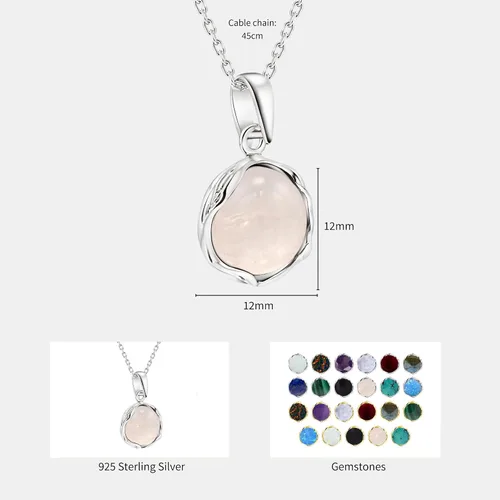 Miniatura 15 de 925 Sterling Silver Gemstone Necklace Women - Gemstone Pendant Necklace Silver- Birthstone Necklace - Silver Jewelry for Women- Minimalist Jewelry