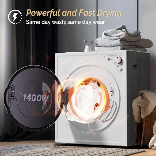 Miniatura 6 de ROVSUN - Secadoras portátiles de 2.6 pies cúbicos para lavandería, secadora de ropa compacta portátil con tambor de acero inoxidable, máquina