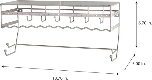 Miniatura 4 de Estante negro de 13.5 pulgadas para montaje en pared. Bastidor para guardar productos de joyería y accesorios Estante organizador para aretes