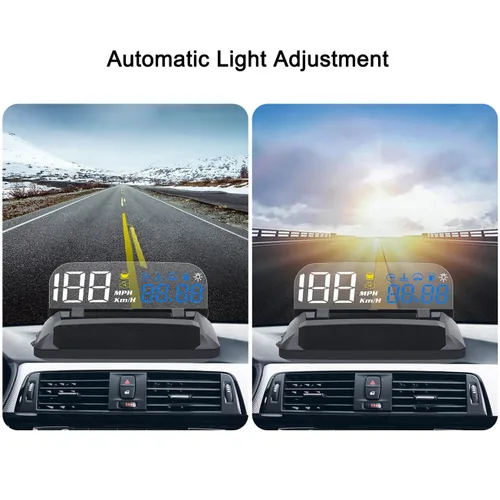 Miniatura 6 de KAOLALI Pantalla HUD Head Up Display para Coche, Pantalla HUD de Coche para Sistema Dual Digital OBD+GPS Pantalla de Medidor Inteligente MPH RPM