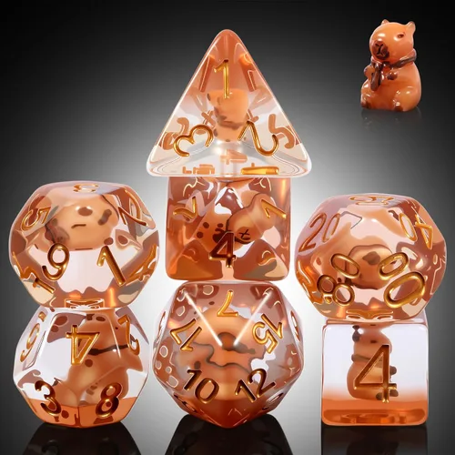 Miniatura 24 de Juego de dados de conejo DND, DNDND 7 dados poliédricos de resina con bolsa de terciopelo para juegos de rol D&D Dungeons and Dragons