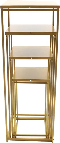 Miniatura 5 de Soporte de metal para flores de boda, jarrón de suelo, columna de soporte geométrico, centros de mesa para arreglos florales de mesa, decoración