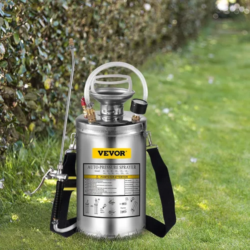 Miniatura 10 de Happybuy Pulverizador de bomba de acero inoxidable de 1 galón, varita de 12 pulgadas y manguera reforzada de 3 pies, medidor de presión, válvula