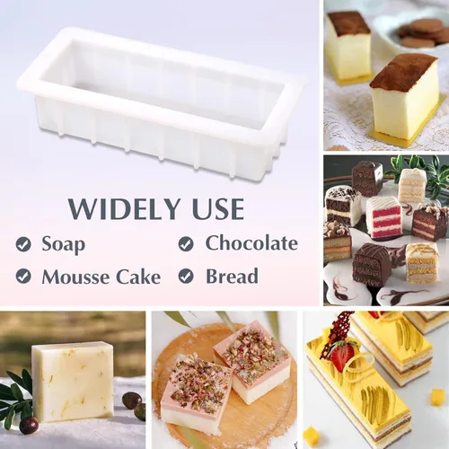 Miniatura 5 de Nicole - Molde de silicona para pan de 10 pulgadas, flexible, rectangular, para jabón B0260