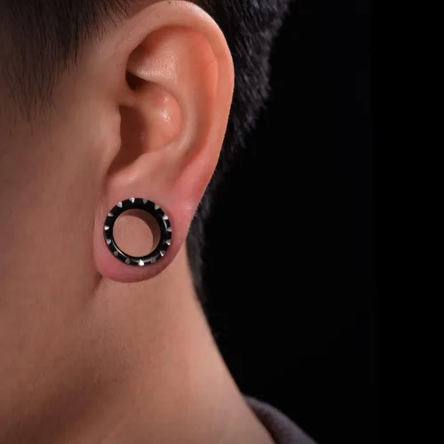 Miniatura 6 de COOEAR Tapones y túneles de acero inoxidable con rosca trasera, polea, boca, oreja, tamaño de expansión de 0.00 oz a 1 pulgada.