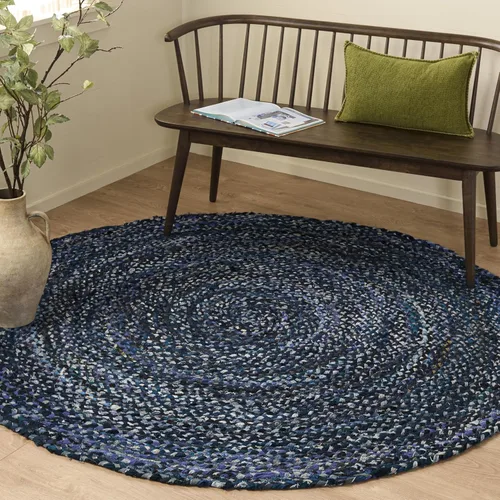 Miniatura 64 de SAFAVIEH Braided Collection - Alfombra de pasillo, 2 pies 3 pulgadas x 8 pies, color negro y azul, hecho a mano, reversible, ideal para dormitorio