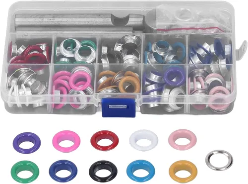 Kit de ojales multicolor de 0.394 pulgadas (0.394 in), juego de ojales de metal, ojales y ojales con herramienta de instalación para zapatos,