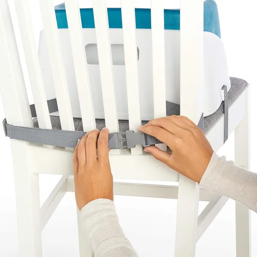Miniatura 5 de Asiento elevador SmartClean Toddler Booster de Ingenuity para mesa de comedor con correas de arnés de 3 puntos, azul pavo real