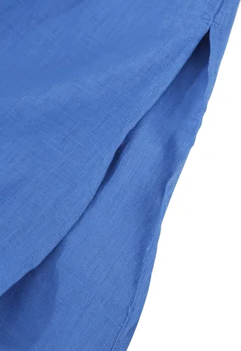 Miniatura 5 de Amazhiyu Vestidos midi de lino puro con botones para mujer, con bolsillos y cinturón
