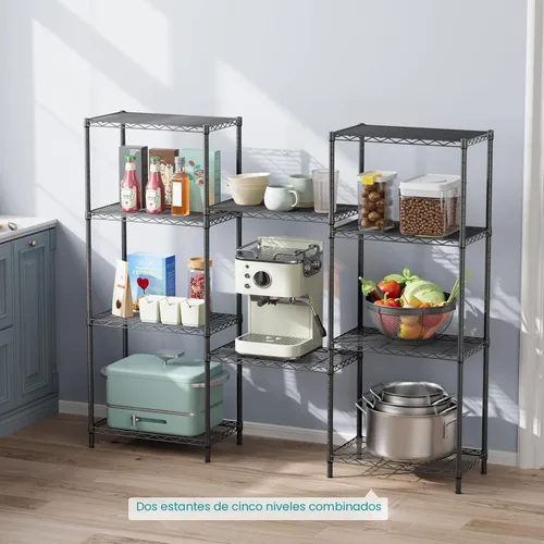 Miniatura 6 de SINGAYE Estantes de almacenamiento de 5 niveles, estantería de alambre, estante de metal para cocina, lavandería, organización del hogar, despensa