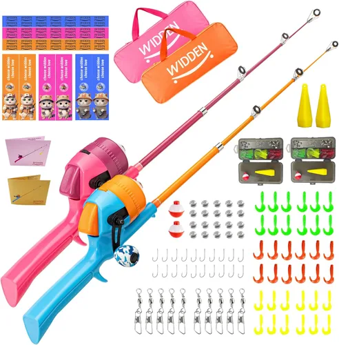 Miniatura 10 de Caña de pescar para niños, caña de pescar telescópica, caña de pescar plegable para niños y carrete con caja de aparejos, línea de pesca, flotador