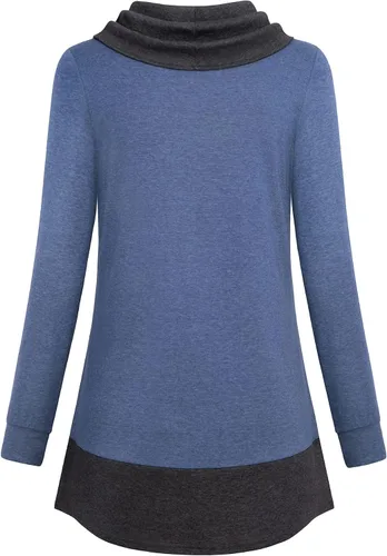 Miniatura 2 de VALOLIA Blusa holgada de manga larga con cuello vuelto para mujer