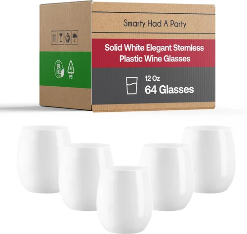 Miniatura 10 de Smarty Had A Party Copas de vino de 12 onzas, paquete de 64 copas de plástico transparente sin tallo, irrompibles y desechables para fiestas