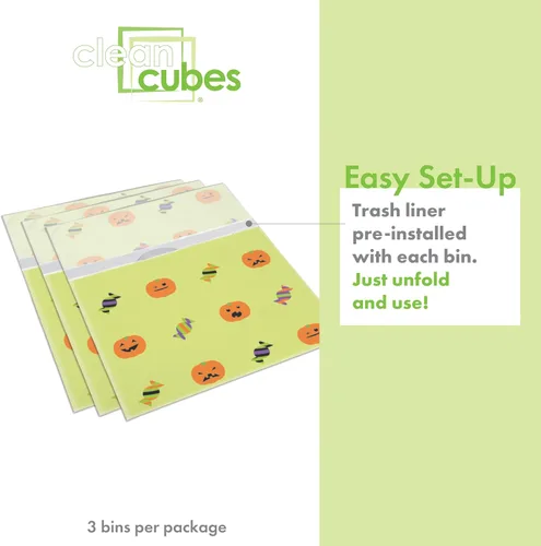 Miniatura 3 de Clean Cubes Botes de basura desechables de 13 galones (paquete de 3) con bolsas bajas, contenedores plegables de basura y reciclaje para fiestas