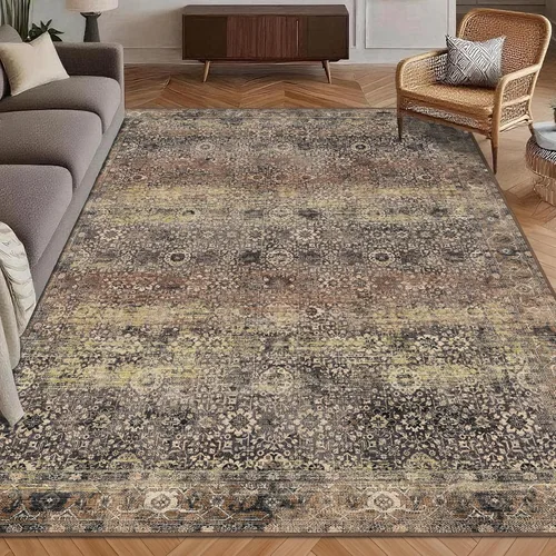 Miniatura 12 de Alfombra de Área Lavable 2'6'' x 8' Alfombra Persa Tradicional Vintage - Alfombra Plegable Desgastada Antideslizante Lavable a Máquina para Sala