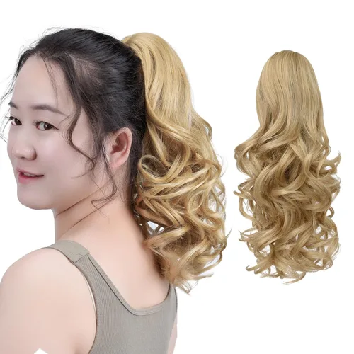 Miniatura 30 de SYXLCYGG Auburn Clip Cola de caballo Clip Cola de caballo Extensión de cola de caballo ondulado 10 pulgadas 3.5 oz pelo sintético falso pieza